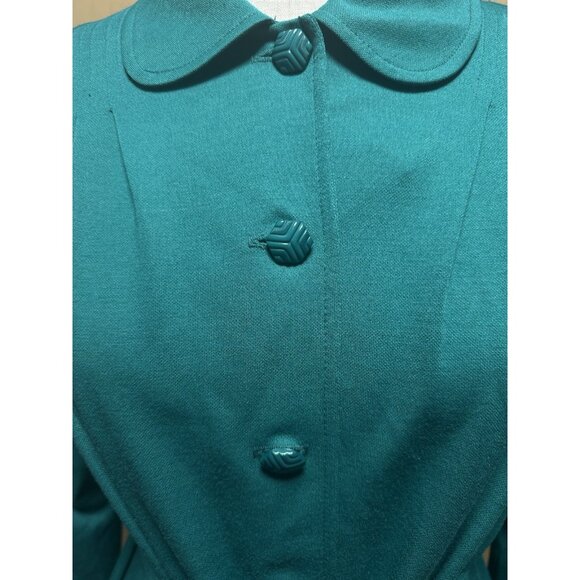 Vintage Mendel of Dallas Midi Teal Shift Dress Peter Pan Collar Mod 70s - Picture 10 of 10